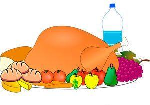 еда, вода, индейка, фрукты, овощи, мясо, хлеб, рисунок, иллюстрация