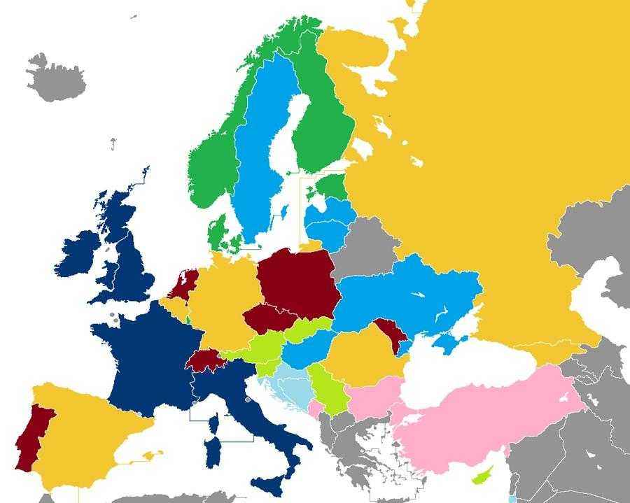 Страны Европы: карта и таблица с названиями государств и столиц