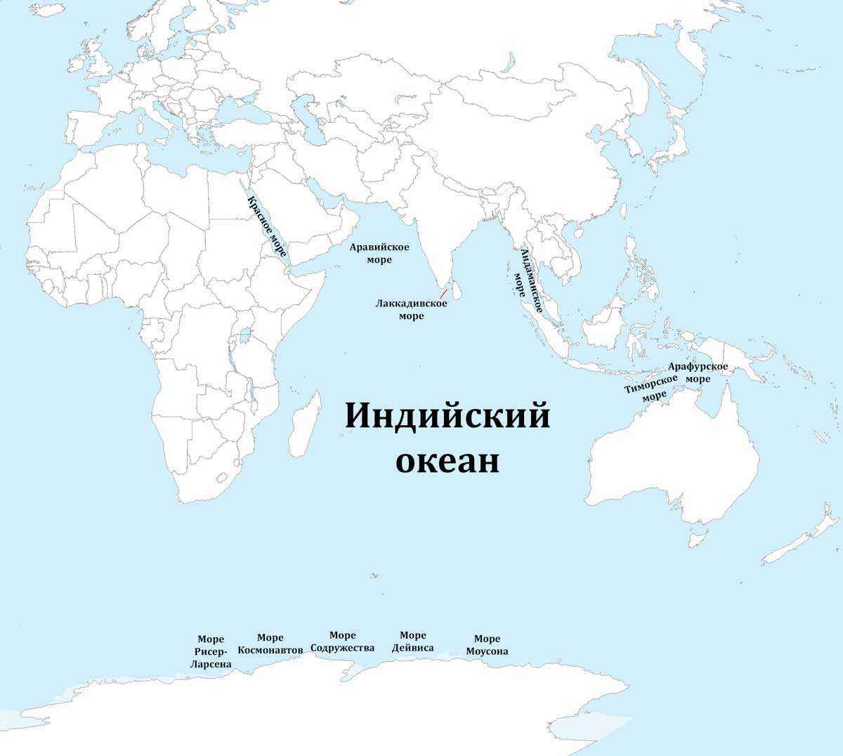 Моря Индийского океана - названия, описание и карта — Природа Мира