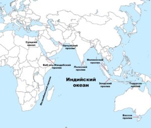 Карта индийского океана с островами на русском языке